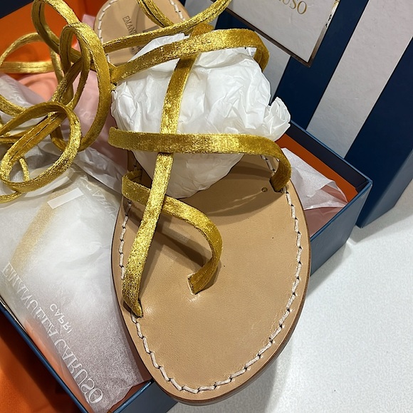 Custom Made Emanuela Caruso Velvet Lace-up Sandals made in Capri Italy - NIB - Picture 3 of 8
